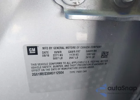 2017 Cadillac Xts Luxury z USA, uszkodzony, nr VIN 2G61M5S38H9112904